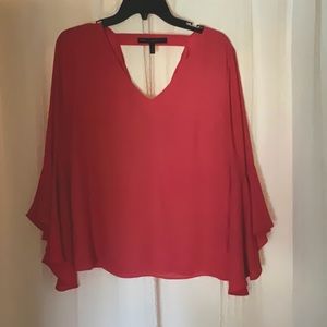 Coral draped blouse